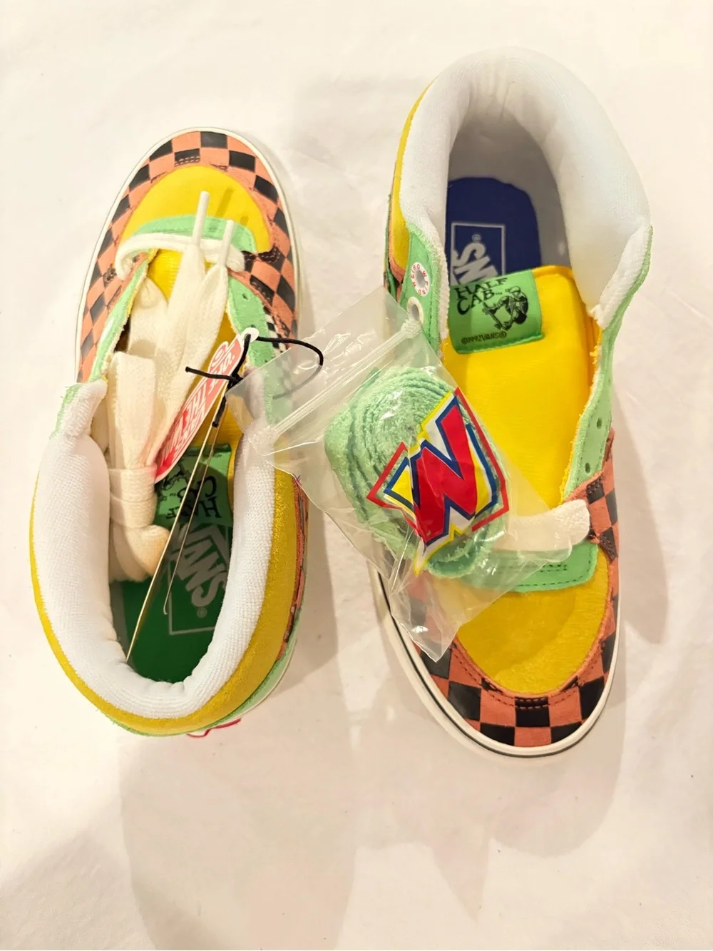 Vans Kids Checkerboard Low-Top Sneakers in Yellow, Orange & Green